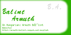 balint armuth business card